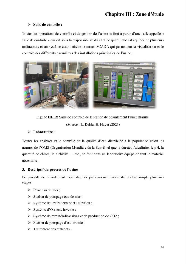 Etude de procédés et suivi du processus de dessalement des eaux de mer cas station Fouka marine