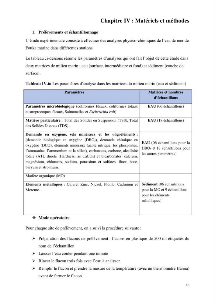 Etude de procédés et suivi du processus de dessalement des eaux de mer cas station Fouka marine