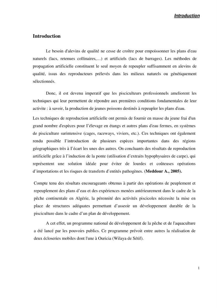 Suivi technique de la conception d\'une écoloserie mobile pour poissons d\'eau douce à Ouricia (W de Sétif)