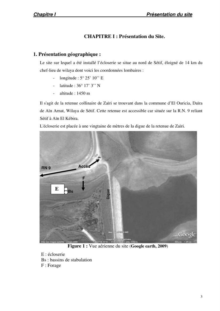 Suivi technique de la conception d\'une écoloserie mobile pour poissons d\'eau douce à Ouricia (W de Sétif)