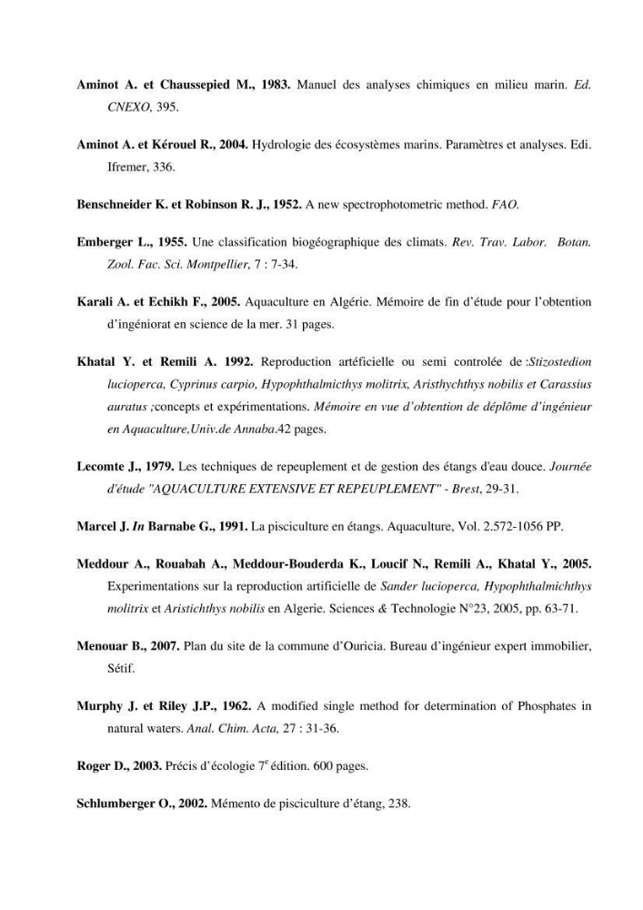 Suivi technique de la conception d\'une écoloserie mobile pour poissons d\'eau douce à Ouricia (W de Sétif)
