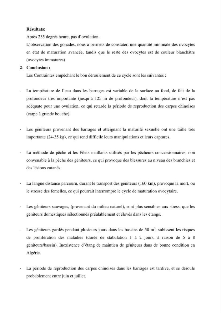 Suivi technique de la conception d\'une écoloserie mobile pour poissons d\'eau douce à Ouricia (W de Sétif)
