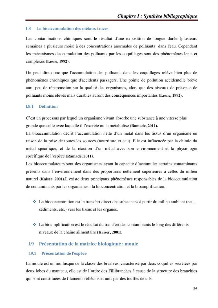Bioaccumulation des métaux traces chez les moules de la côte algéroise: