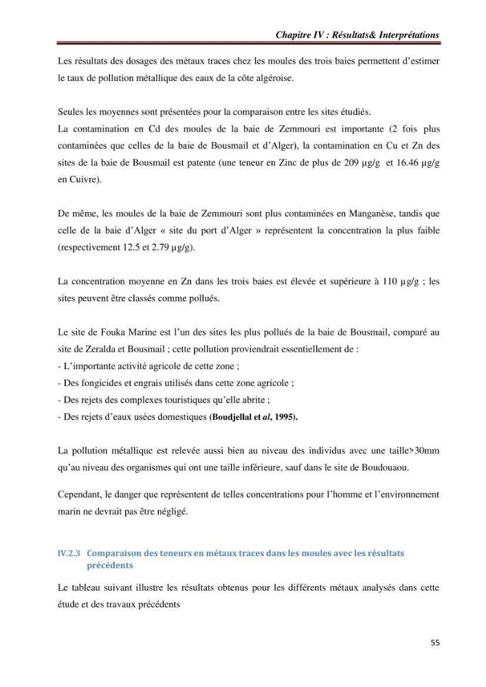 Bioaccumulation des métaux traces chez les moules de la côte algéroise: