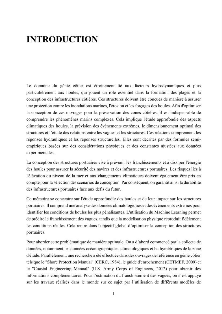 Modélisation des effets de la houle sur la stabilité et franchissement des ouvrages maritimes