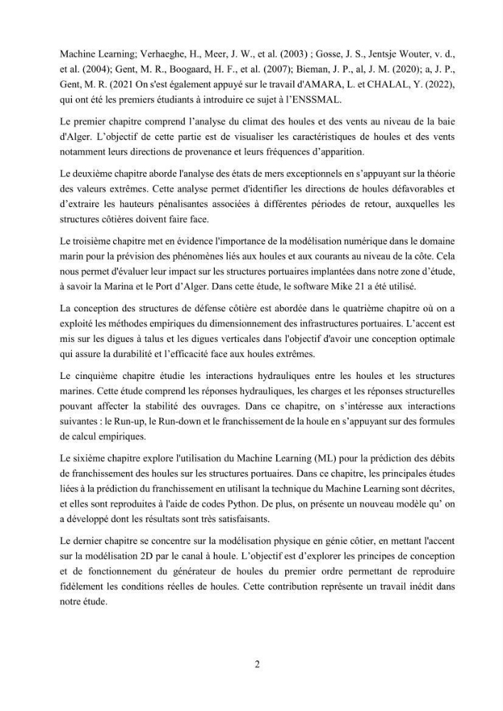 Modélisation des effets de la houle sur la stabilité et franchissement des ouvrages maritimes