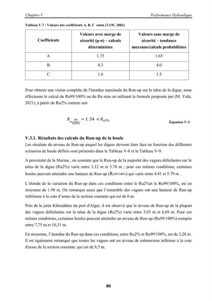 Modélisation des effets de la houle sur la stabilité et franchissement des ouvrages maritimes