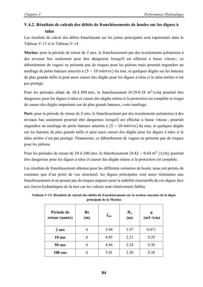 Modélisation des effets de la houle sur la stabilité et franchissement des ouvrages maritimes