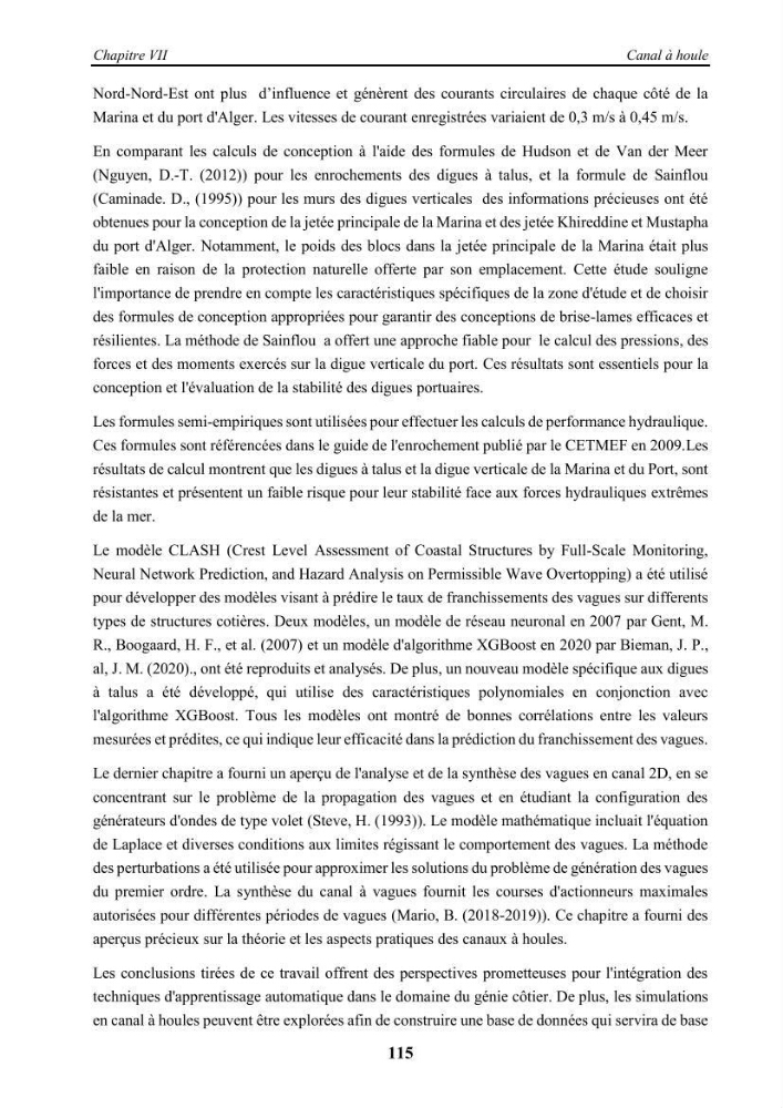 Modélisation des effets de la houle sur la stabilité et franchissement des ouvrages maritimes