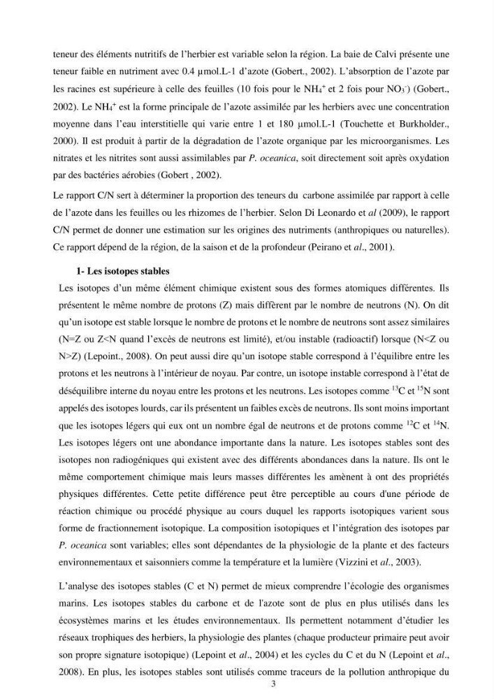 Etude écophysiologique de Posidonia oceanica (L.) Delile: mise en relation entre les contenus élémentaires en carbone et en azote et leurs rapports isotopiques, la photosynthèse et la biométrie