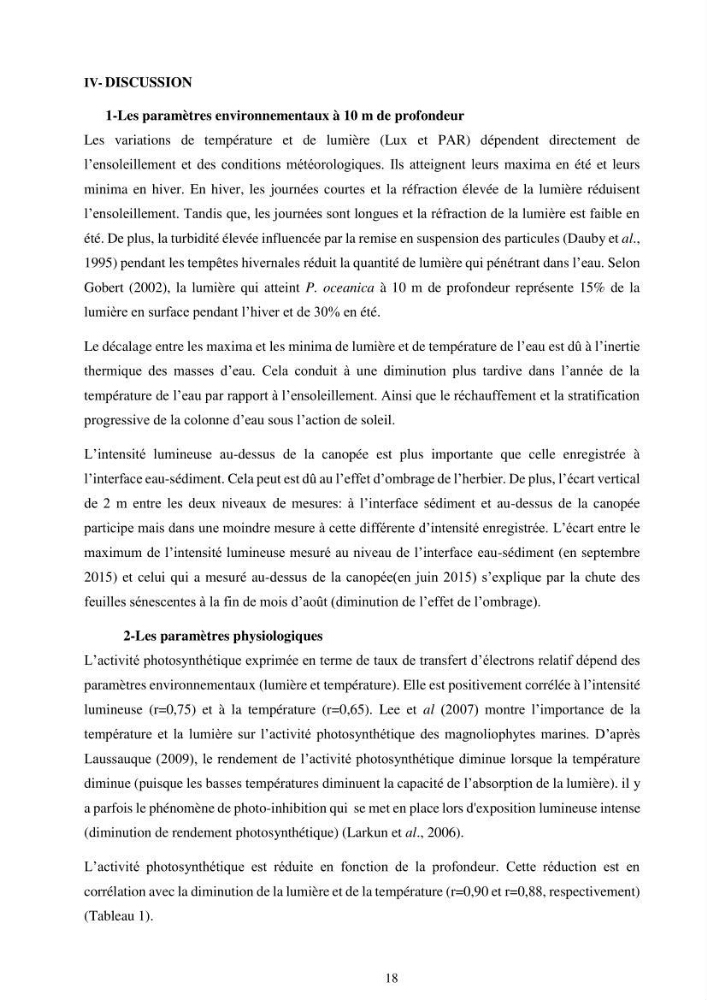 Etude écophysiologique de Posidonia oceanica (L.) Delile: mise en relation entre les contenus élémentaires en carbone et en azote et leurs rapports isotopiques, la photosynthèse et la biométrie
