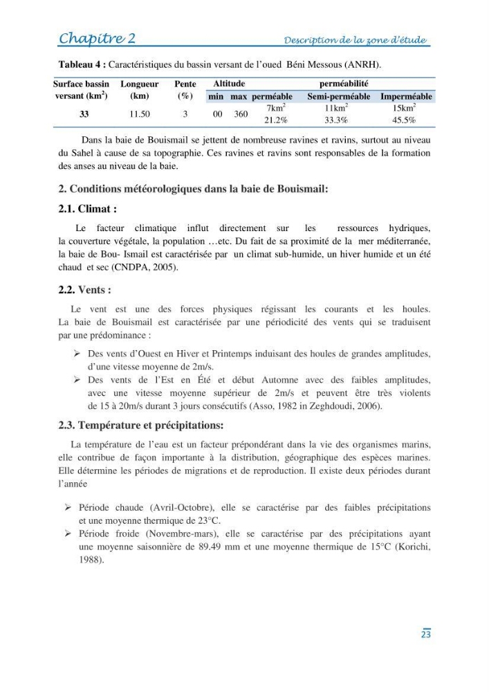 Impact des eaux usées et des embouchures des oueds sur la qualité des eaux de la baie de BouIsmail: