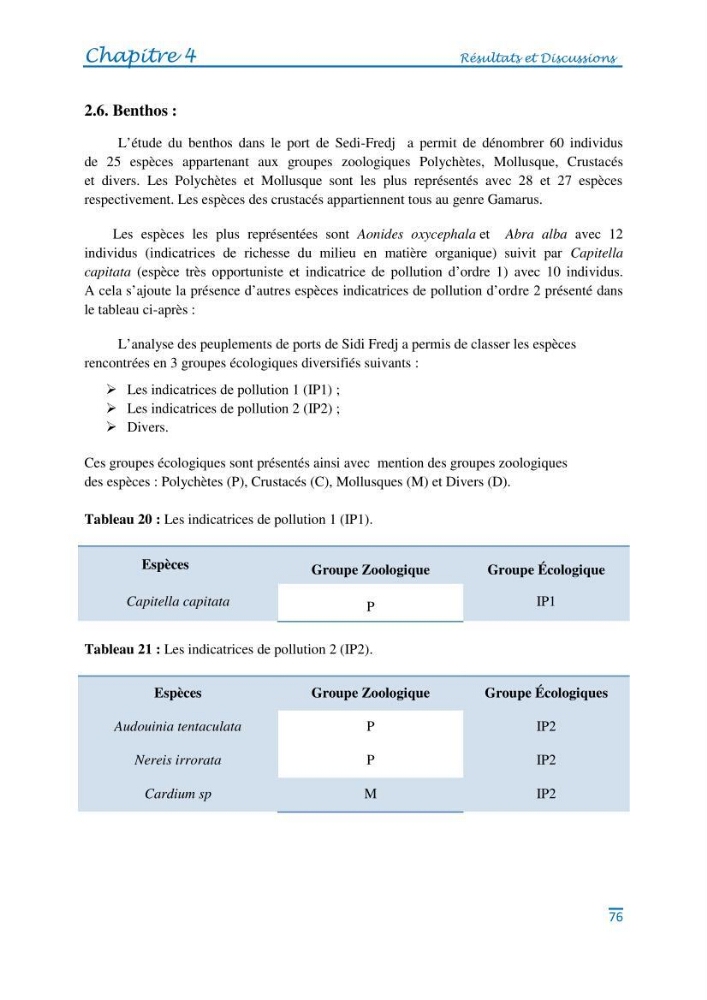 Impact des eaux usées et des embouchures des oueds sur la qualité des eaux de la baie de BouIsmail: