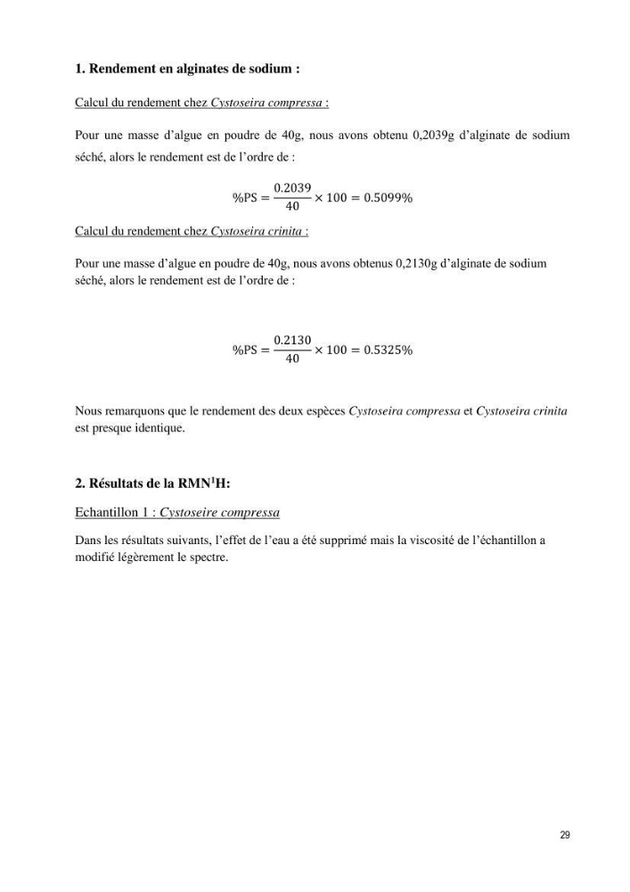 Extraction et purification des alginates à partir d\'une source marine \' algues brunes\' aux possibilités industrielles