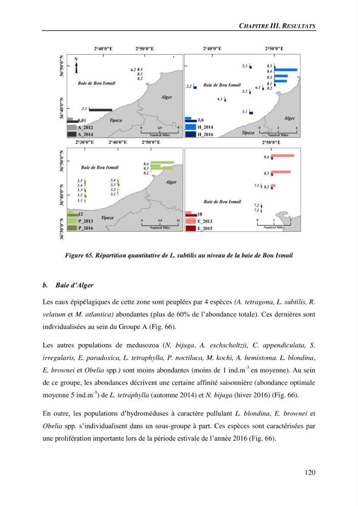 Peuplements de medusozoa des cots algeriennes : biodiversite,distribution quantitative et intractions au reseau trophique pelaique