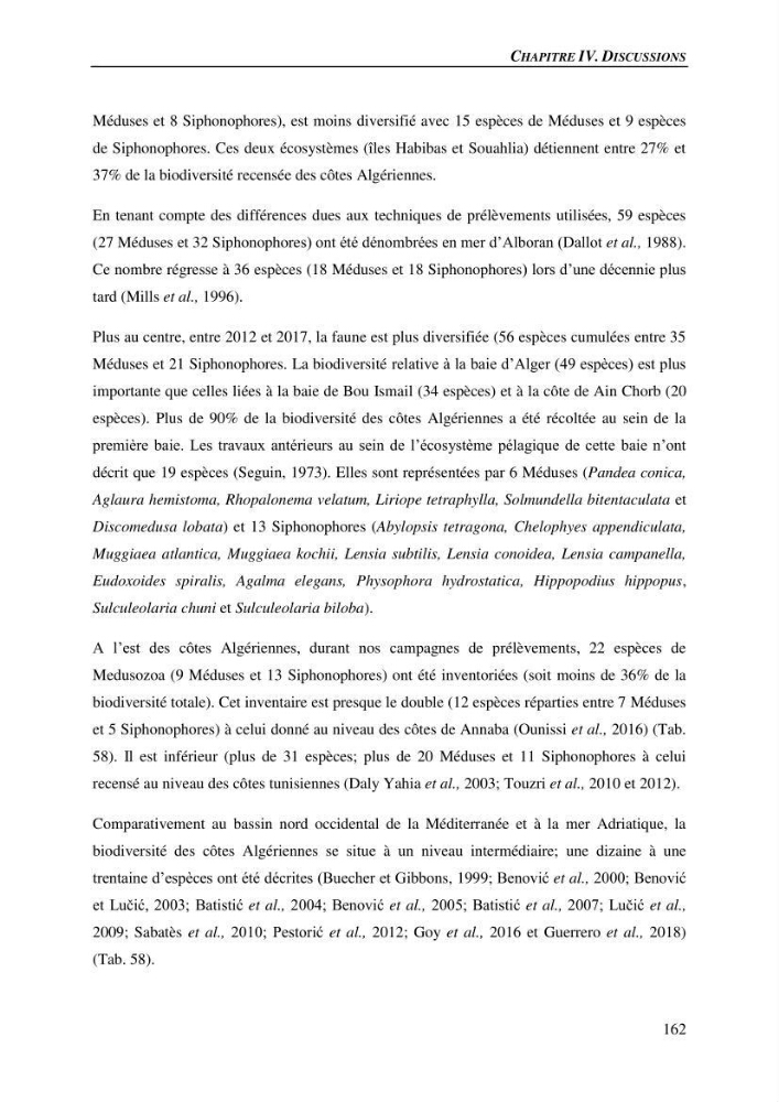Peuplements de medusozoa des cots algeriennes : biodiversite,distribution quantitative et intractions au reseau trophique pelaique