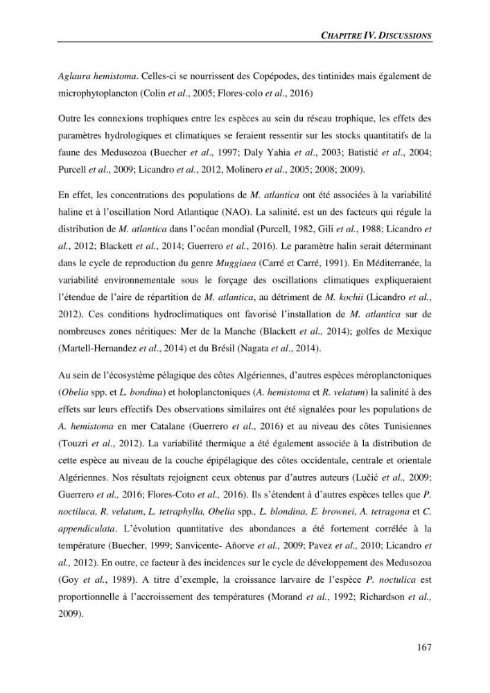 Peuplements de medusozoa des cots algeriennes : biodiversite,distribution quantitative et intractions au reseau trophique pelaique