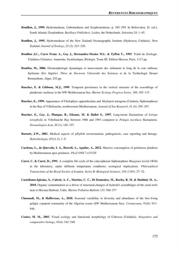 Peuplements de medusozoa des cots algeriennes : biodiversite,distribution quantitative et intractions au reseau trophique pelaique