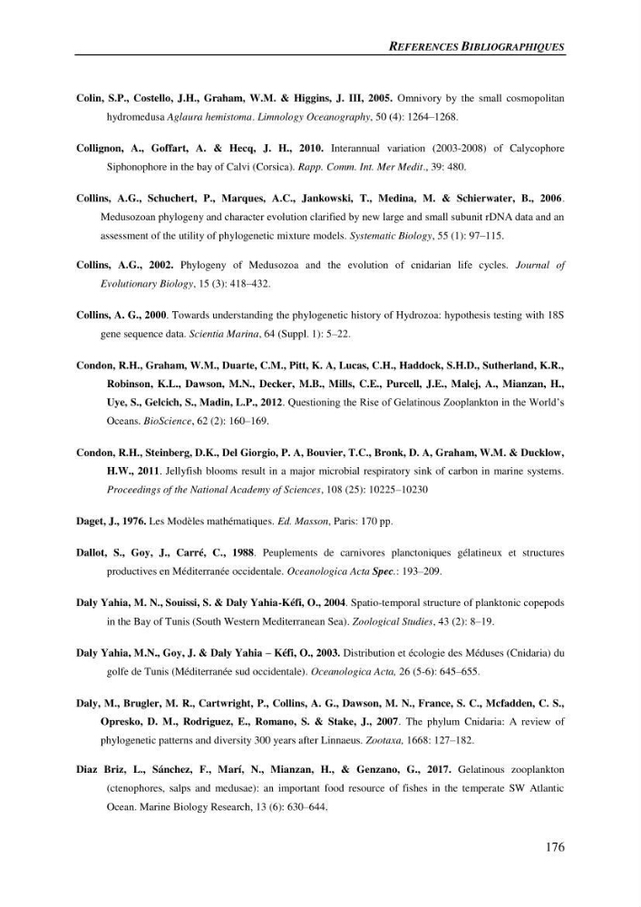 Peuplements de medusozoa des cots algeriennes : biodiversite,distribution quantitative et intractions au reseau trophique pelaique
