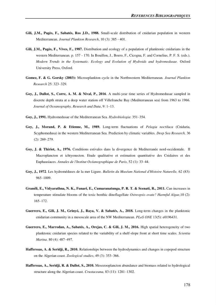 Peuplements de medusozoa des cots algeriennes : biodiversite,distribution quantitative et intractions au reseau trophique pelaique