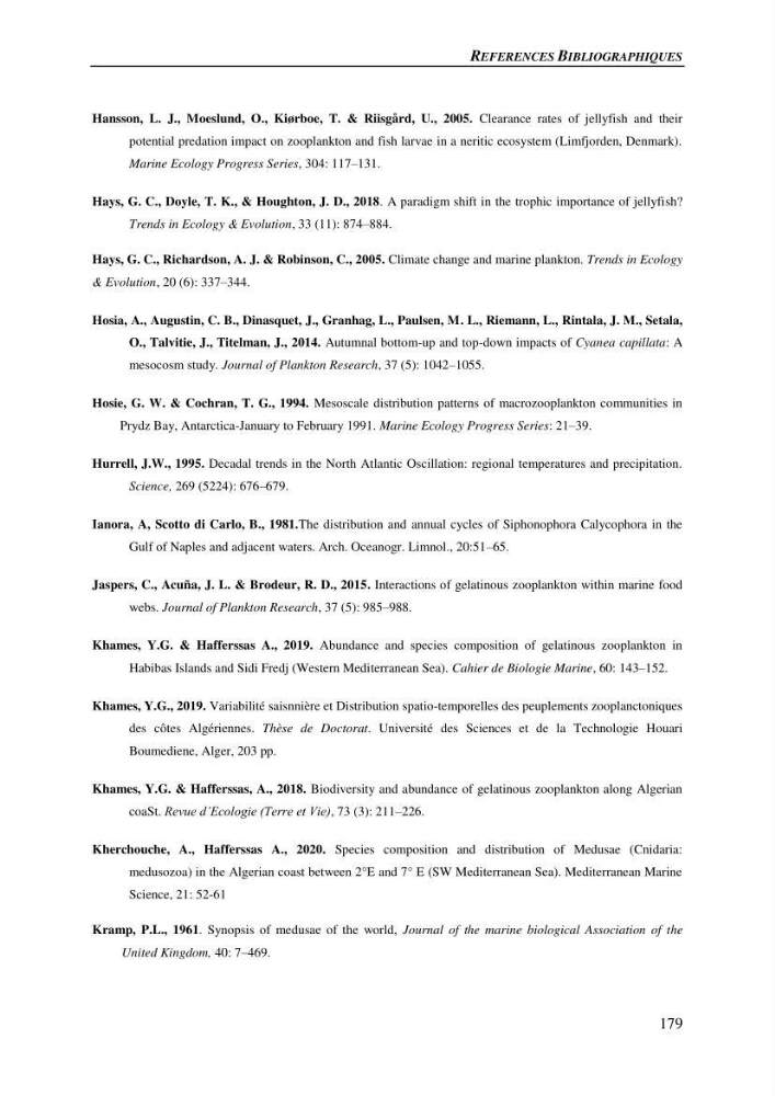 Peuplements de medusozoa des cots algeriennes : biodiversite,distribution quantitative et intractions au reseau trophique pelaique