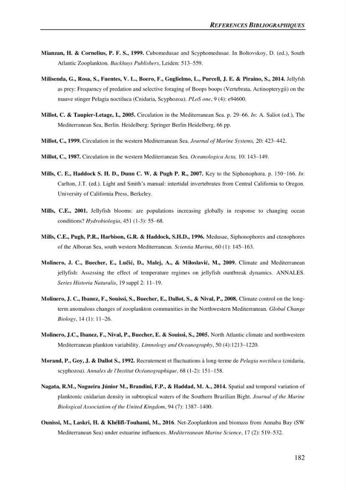 Peuplements de medusozoa des cots algeriennes : biodiversite,distribution quantitative et intractions au reseau trophique pelaique