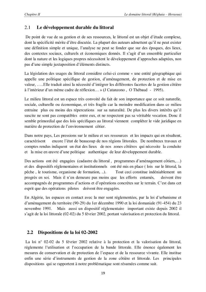 Contribution méthodologique au bilan-diagnostic du \" plan GIZC de Réghaia \"