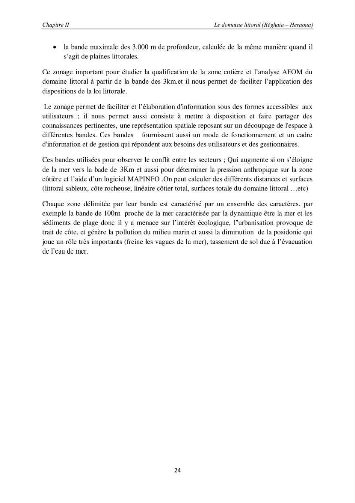 Contribution méthodologique au bilan-diagnostic du \" plan GIZC de Réghaia \"