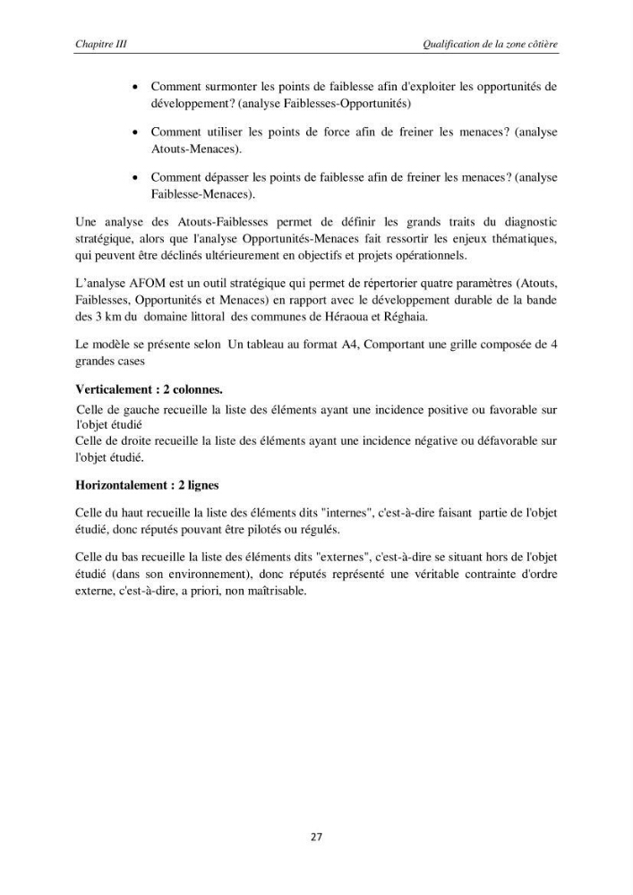 Contribution méthodologique au bilan-diagnostic du \" plan GIZC de Réghaia \"
