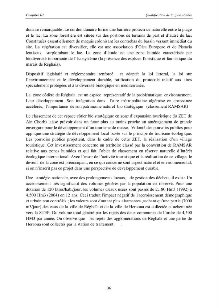 Contribution méthodologique au bilan-diagnostic du \" plan GIZC de Réghaia \"