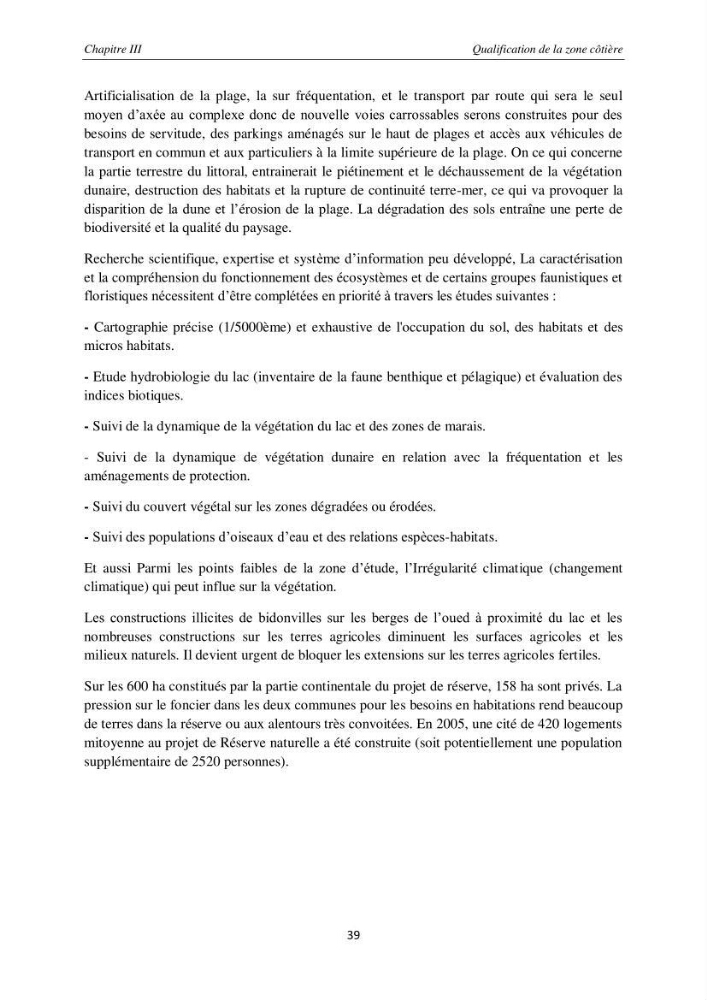 Contribution méthodologique au bilan-diagnostic du \" plan GIZC de Réghaia \"