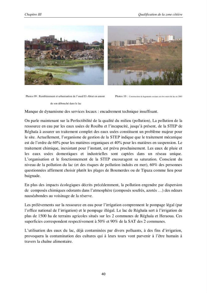 Contribution méthodologique au bilan-diagnostic du \" plan GIZC de Réghaia \"