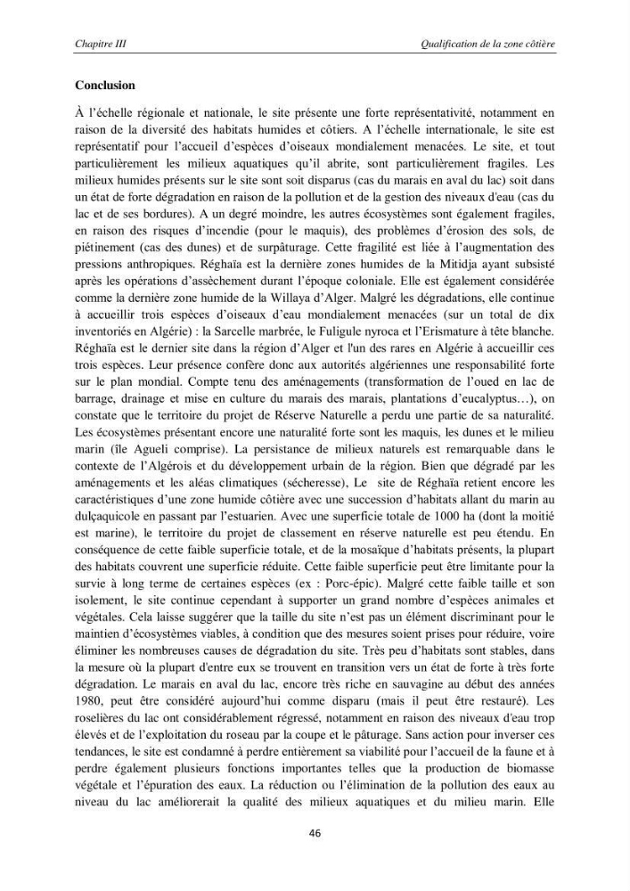 Contribution méthodologique au bilan-diagnostic du \" plan GIZC de Réghaia \"