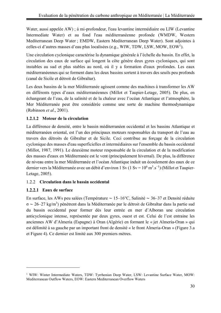 Pénétration du carbone anthropique en Méditerranée occidentale: étude de l’acidification des eaux marines