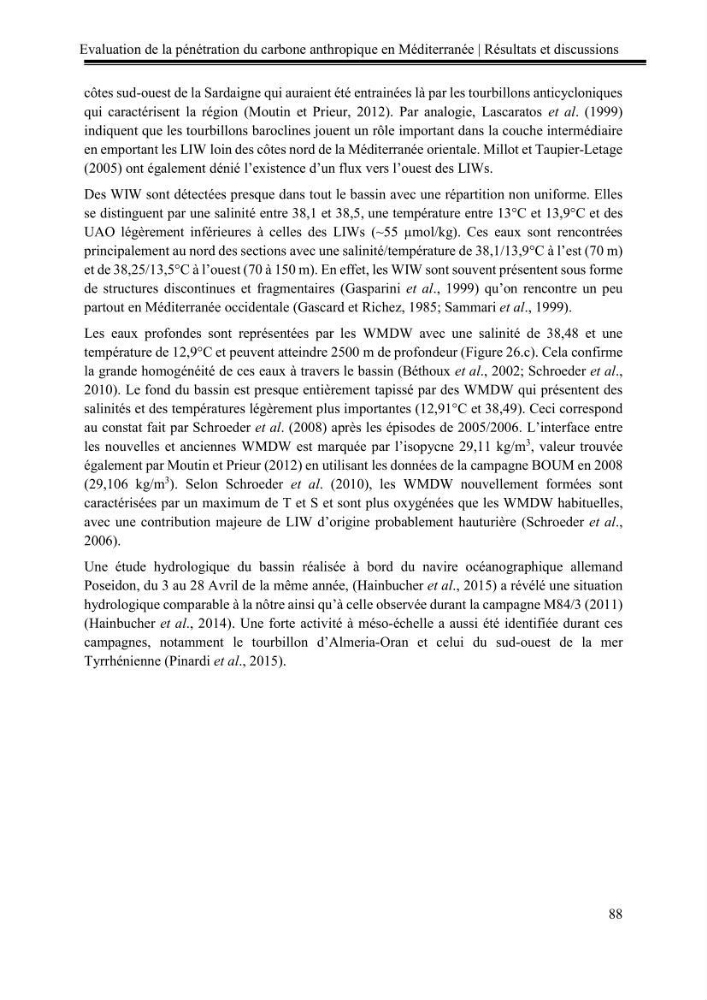 Pénétration du carbone anthropique en Méditerranée occidentale: étude de l’acidification des eaux marines