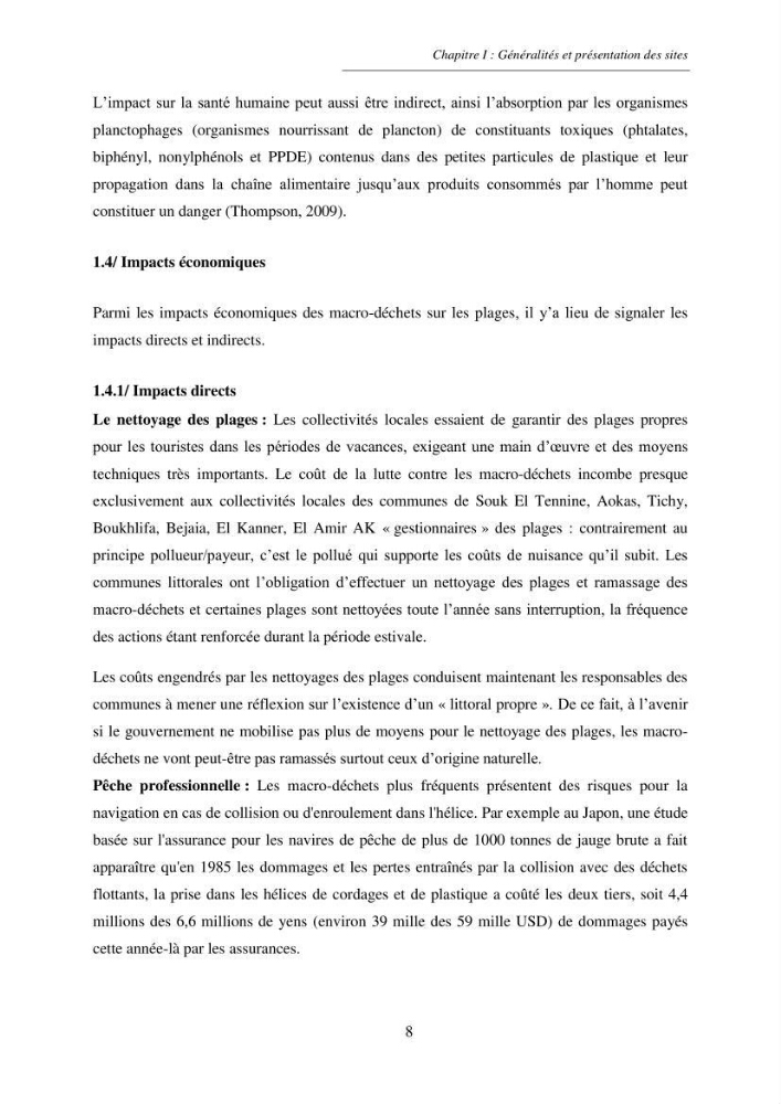 Structure et impacts des macro-déchets au niveau de la zone côtière Algérienjne