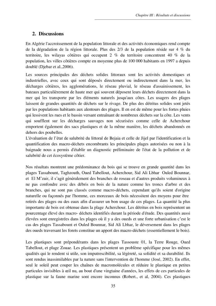 Structure et impacts des macro-déchets au niveau de la zone côtière Algérienjne