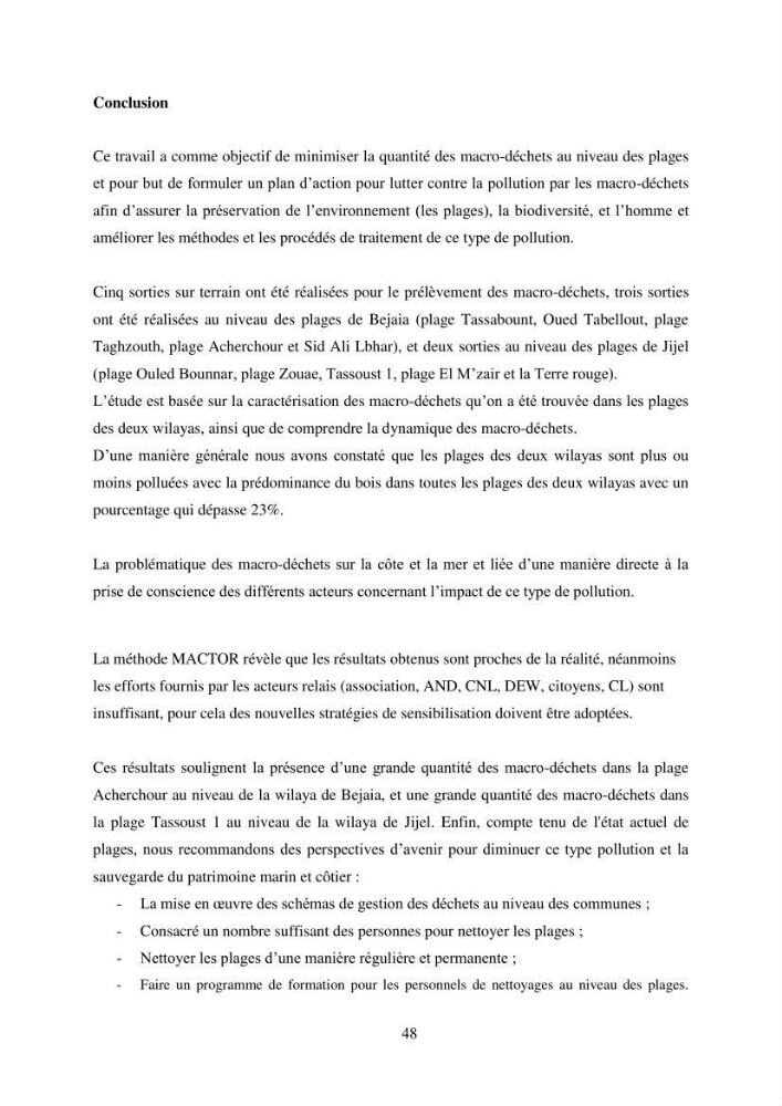 Structure et impacts des macro-déchets au niveau de la zone côtière Algérienjne