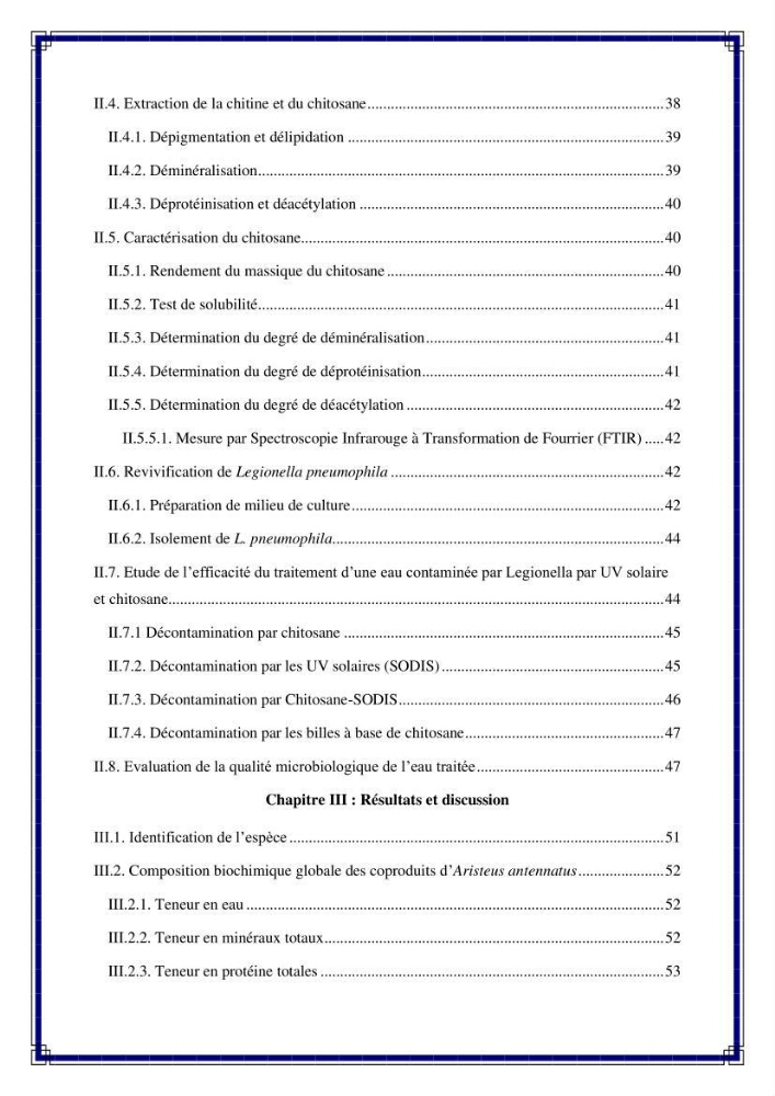 Valorisation biotechnologique des coproduits de crustacés: étude de l’efficacité du traitement avec du chitosane et de l’irradiation UV dans l’élimination de Legionella pneumophila