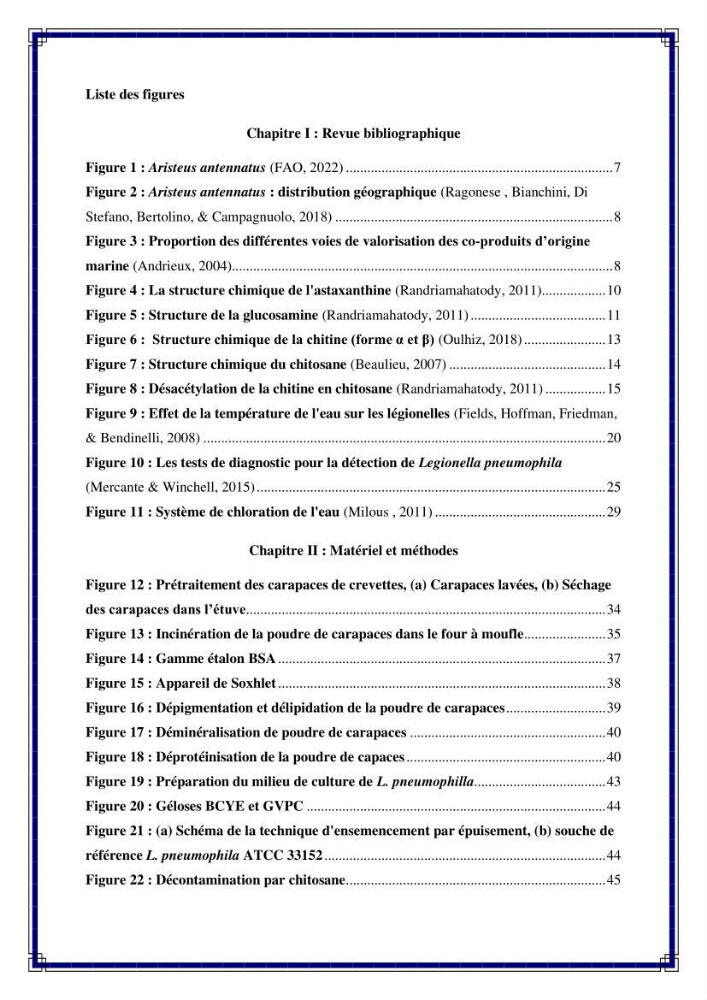 Valorisation biotechnologique des coproduits de crustacés: étude de l’efficacité du traitement avec du chitosane et de l’irradiation UV dans l’élimination de Legionella pneumophila