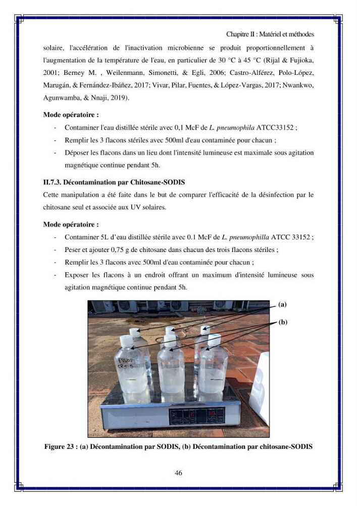 Valorisation biotechnologique des coproduits de crustacés: étude de l’efficacité du traitement avec du chitosane et de l’irradiation UV dans l’élimination de Legionella pneumophila