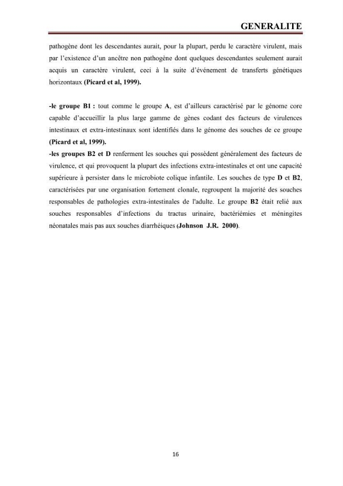 Phylogènie des souches d\'E. coli résistantes aux fluoroquinolones isolées au niveau de la station d\'épuration de Boumerdes