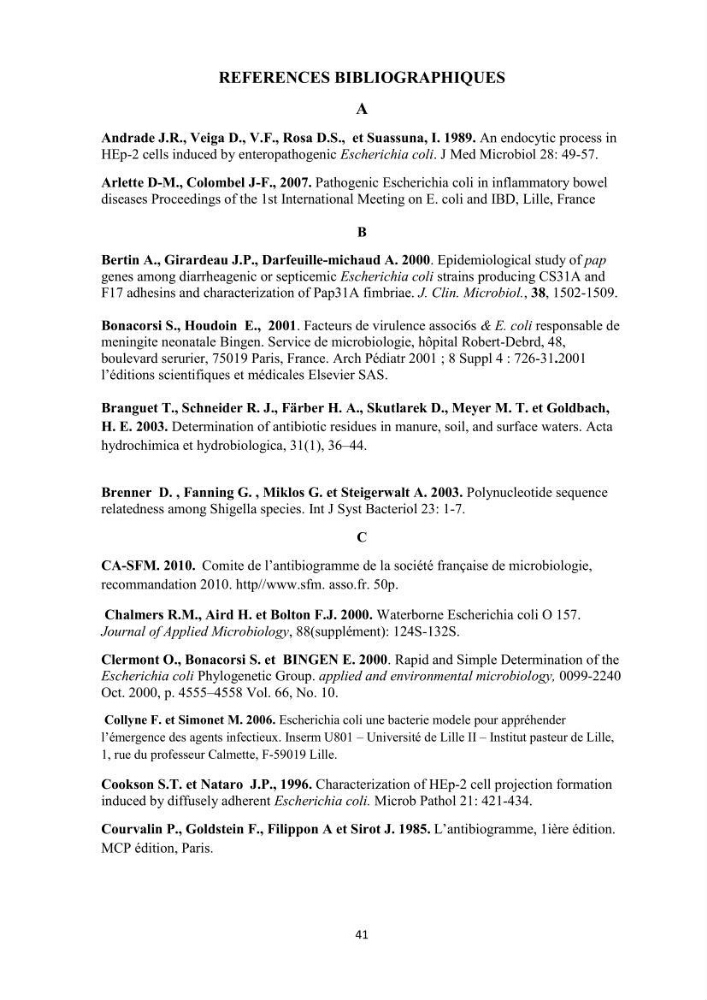 Phylogènie des souches d\'E. coli résistantes aux fluoroquinolones isolées au niveau de la station d\'épuration de Boumerdes