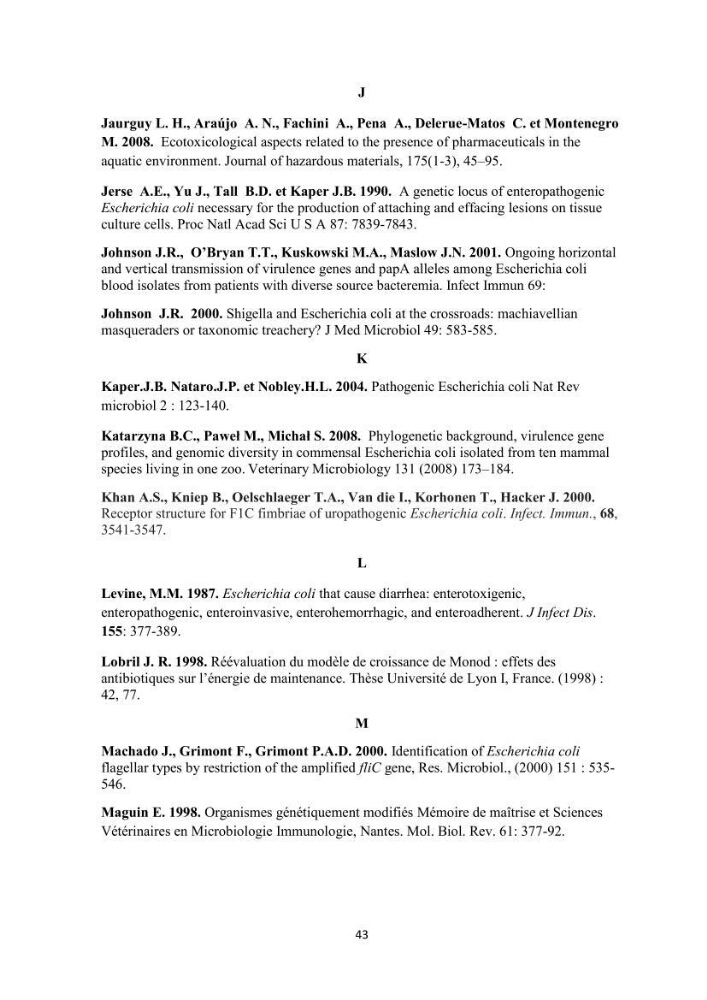Phylogènie des souches d\'E. coli résistantes aux fluoroquinolones isolées au niveau de la station d\'épuration de Boumerdes