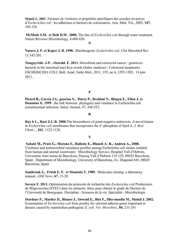 Phylogènie des souches d\'E. coli résistantes aux fluoroquinolones isolées au niveau de la station d\'épuration de Boumerdes