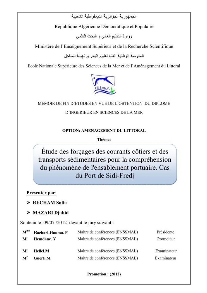 Etude des forçages des courants côtiers et des transports sédimentaires pour la compréhension du phénomène de l\'ensablement portuaire