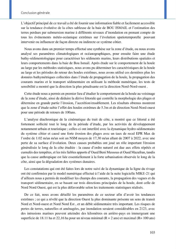 Impact des événements météo océaniques extrêmes sur l’évolution spatiotemporelle des côtes sableuses de la baie de Bou Ismail