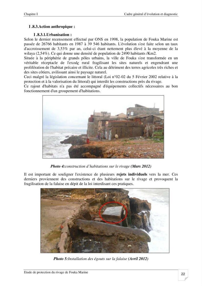 Etude de protection du rivage de Fouka marine