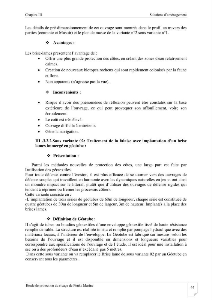Etude de protection du rivage de Fouka marine