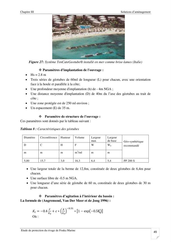 Etude de protection du rivage de Fouka marine